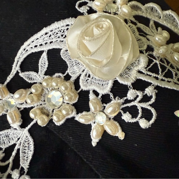 Vintage Bedazzled Denim Jacket Girl Medium 8/10 Black 90s Western Y2K Jean Bling - Picture 3 of 12